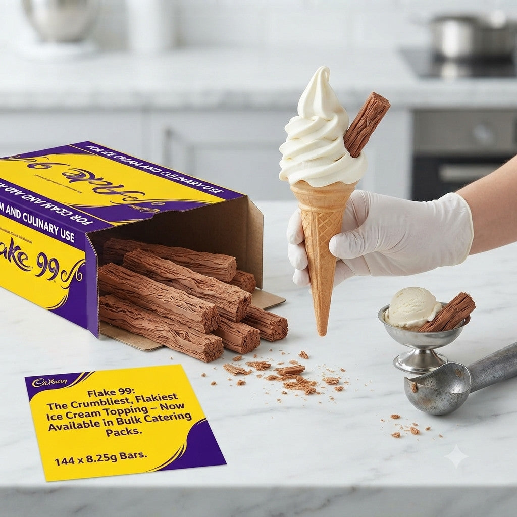 Cadbury Flake 99 Chocolate Bars Bulk Box 144 x 8.25g Crumbly Milk Chocolate Ice