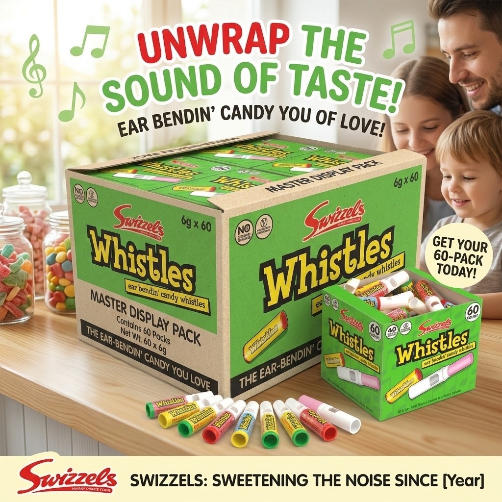 Swizzels Candy Whistles Fruit Flavour Novelty Sweets 6g x 60