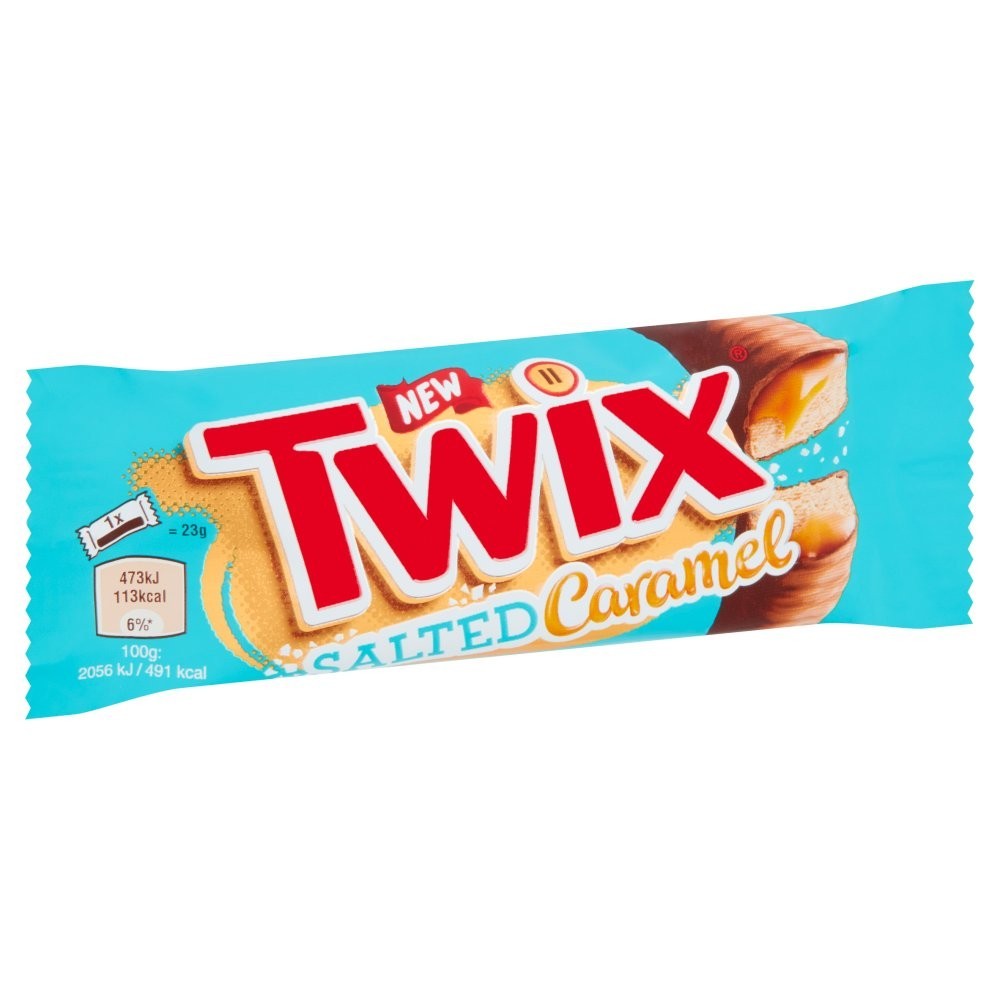 46g x 30 Twix Salted Caramel Milk Chocolate Bar Bulk Box Biscuit & Caramel Snack