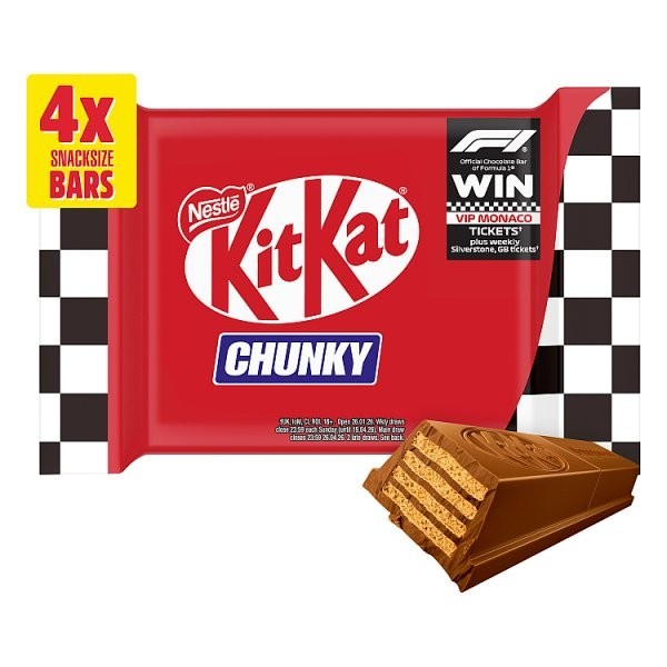 Nestle KitKat F1 Chocolate Bar Multipack Bulk Box - Chunky Duo 4-Finger Snack
