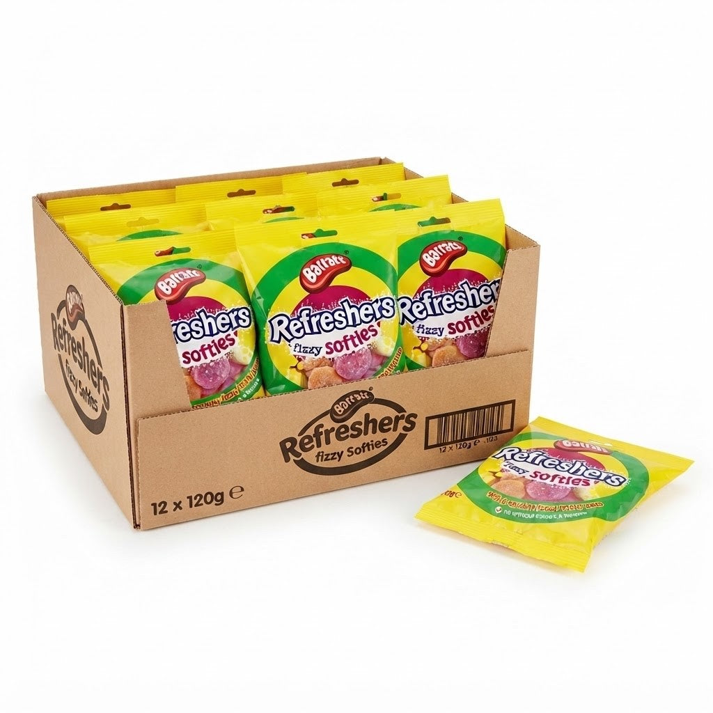Barratt Refreshers Fizzy Softies 120g x 12 | Soft & Squishy Fruity Gums