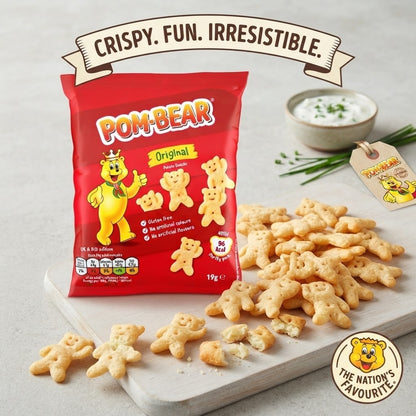 Pom-Bear Original Potato Crisps 19g x 36 | Gluten-Free Vegan Snacks