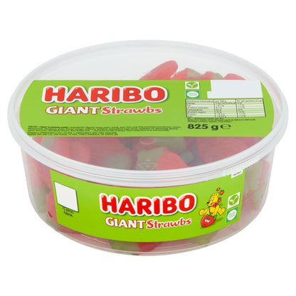 HARIBO Giant Strawbs Strawberry Flavour Jelly Sweets 825g | 1 or 6 Tubs