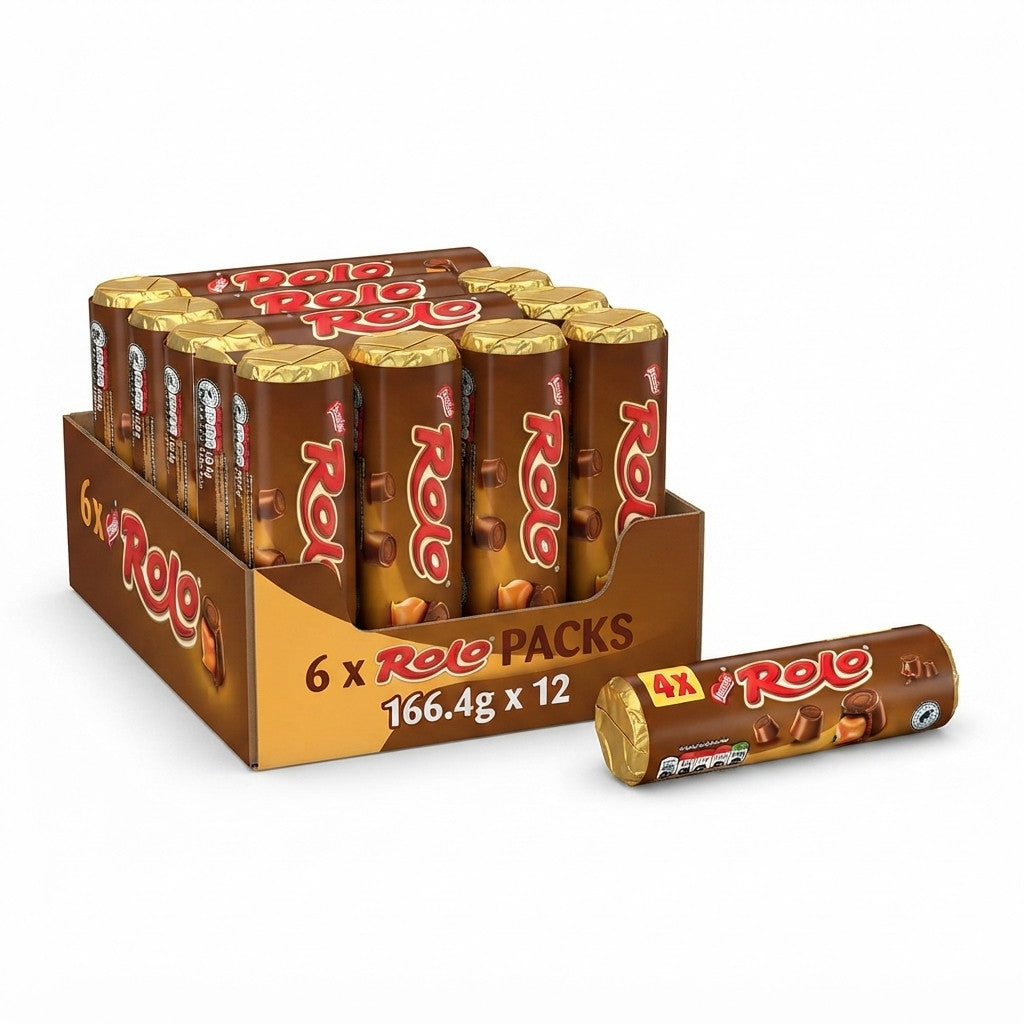 166.4g x12 Rolo Milk Chocolate Toffee Tube 4 Pack Multipack Bulk Case Wholesale