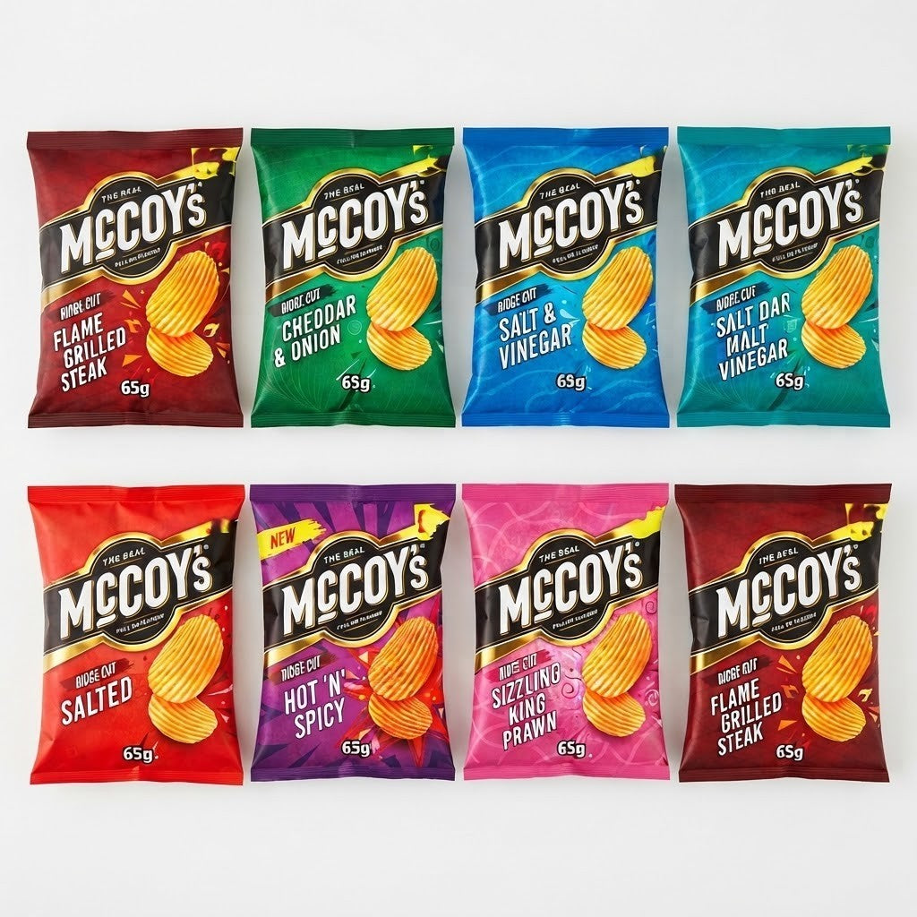McCoy's Ridge Cut Crisps 65g x 20 | Full On Flavour | 7 Variants