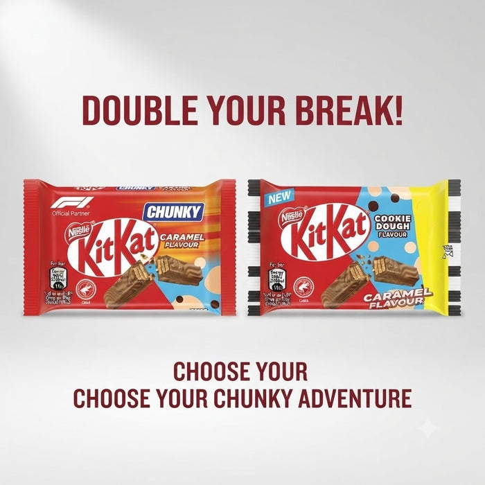 KitKat Chocolate Bar Multipack 24x - F1 Chunky Caramel or Cookie Dough 41.5g