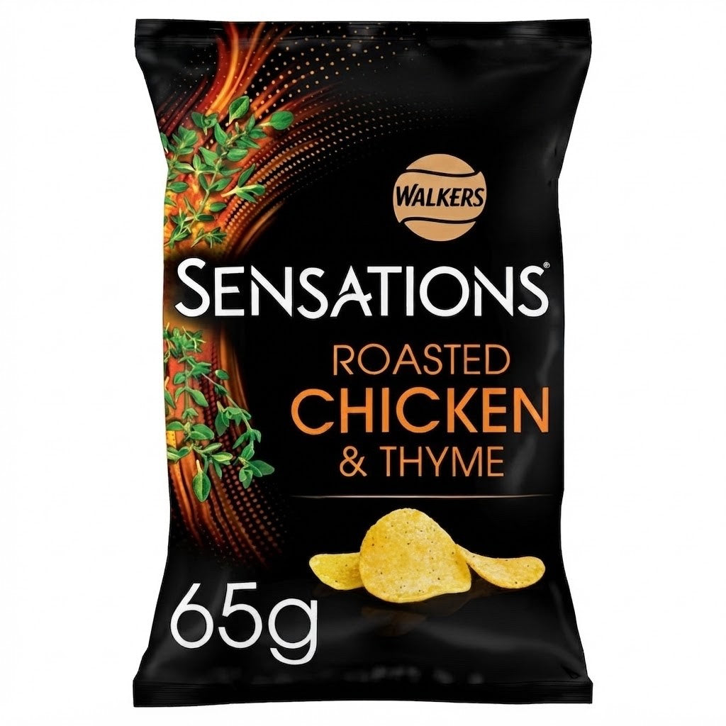 Walkers Sensations Roasted Chicken & Thyme Crisps 65g x 18 | Thicker Cut Sharing Bags