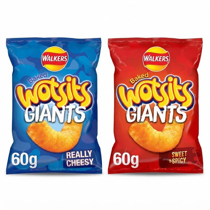 Walkers Wotsits Giants Sharing Crisps 60g x 18 | Really Cheesy or Sweet & Spicy