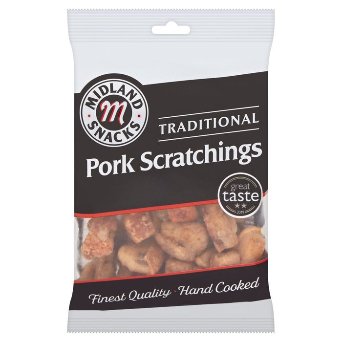 Midland Snacks Traditional Pork Scratchings 70g x 12 | Hand Cooked