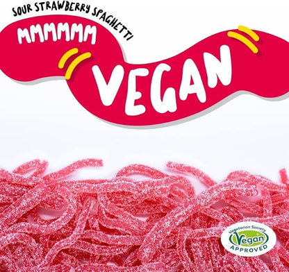 Bebeto Spaghetti Sour Strawberry Soft Candy 70g x 20 | Halal & Vegan