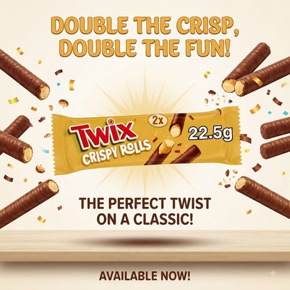 Twix Chocolate & Caramel Crispy Rolls 22.5g x 24 | 24 or 288 Bars
