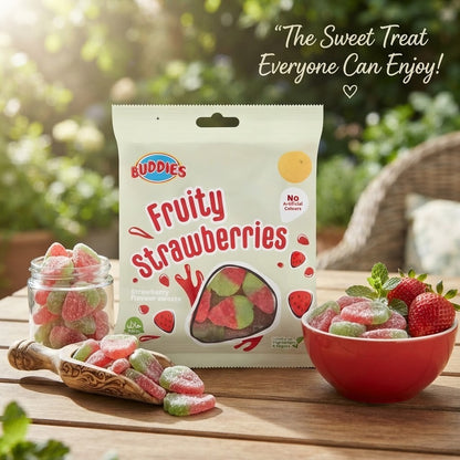 Buddies Fruity Strawberries Sweets 160g x 10 | Halal & Vegan