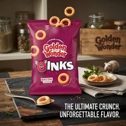 Golden Wonder Oinks Bacon Flavour Crisps 27g x 30 | Baked Vegan Share Box