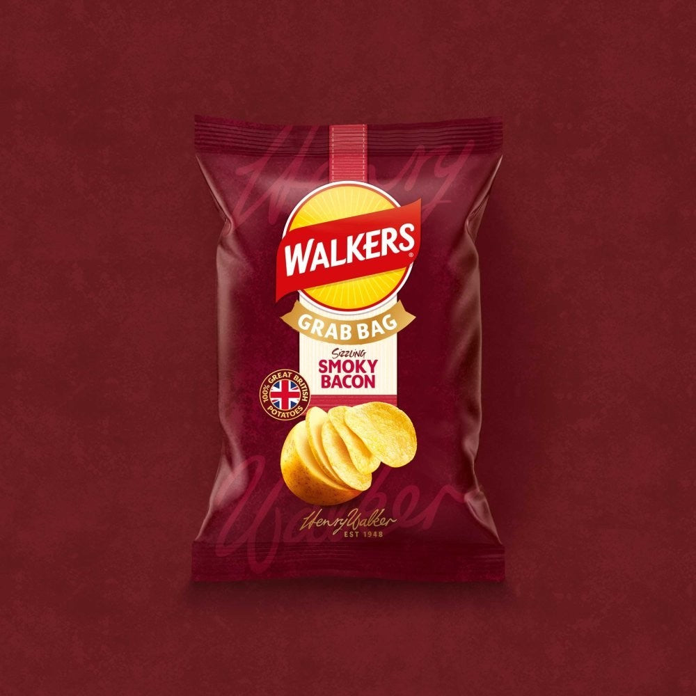 Walkers Grab Bag Crisps 45g x 32 | Pickled Onion, Roast Chicken or Smoky Bacon