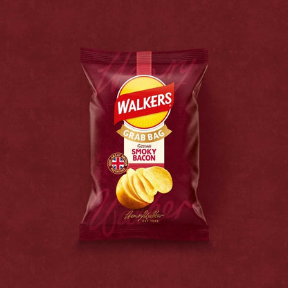Walkers Grab Bag Crisps 45g x 32 | Pickled Onion, Roast Chicken or Smoky Bacon