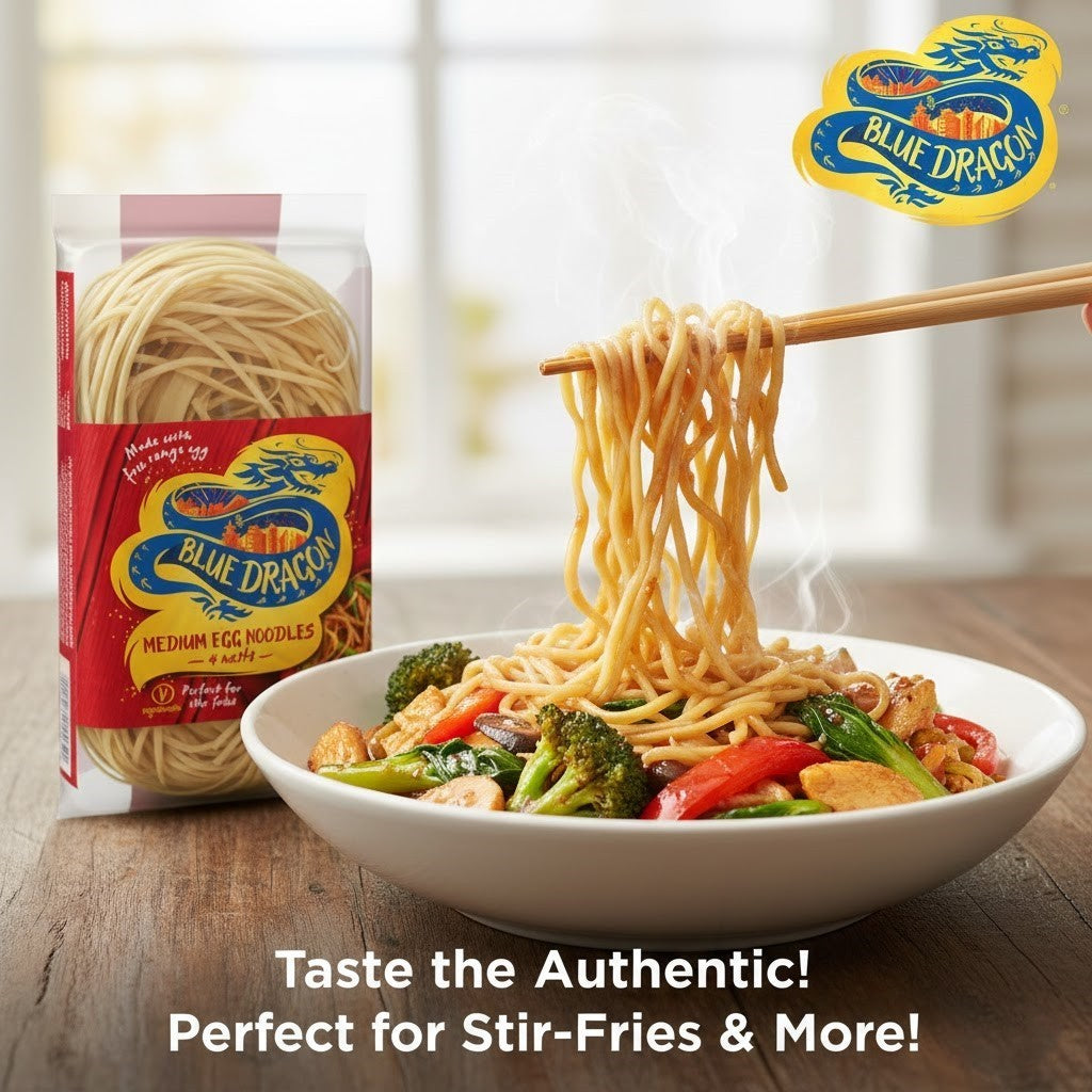 Blue Dragon Medium Egg Noodles 250g x 8 | Chinese Stir-Fry Noodles