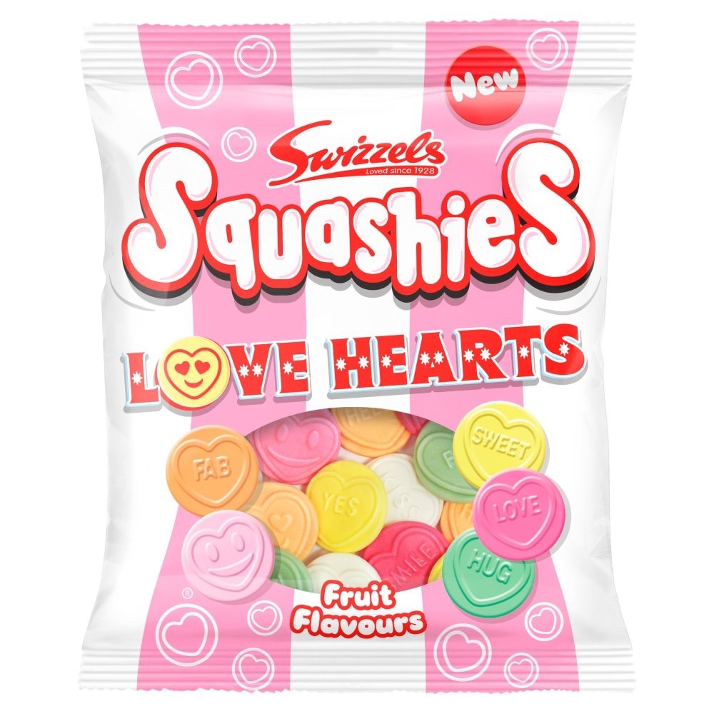 120g x 12 Swizzels Squashies Love Hearts Bulk Box Soft Gummy Sweets Free