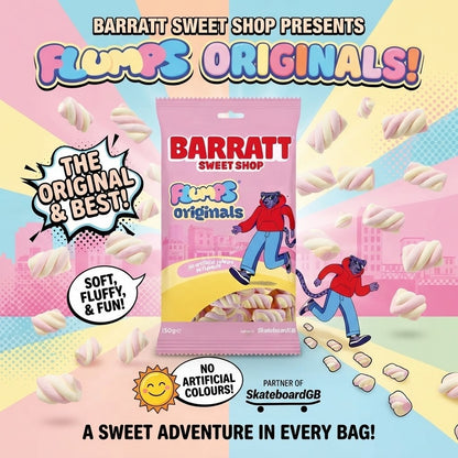 Barratt Flumps Originals Marshmallow Sweets 130g x 12 | Classic Soft & Fluffy