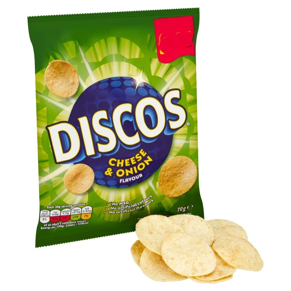 Discos Crisps 70g x 16 | Cheese & Onion or Pickled Onion | Vegetarian