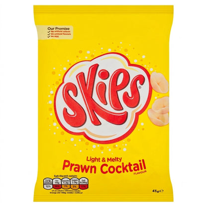 Skips Crisps 45g x 16 | Prawn Cocktail or Salt & Vinegar | Vegetarian