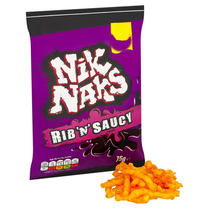 Nik Naks Crisps 75g x 20 | Scampi 'N' Lemon, Cheesy, Spicy & Rib 'N' Saucy