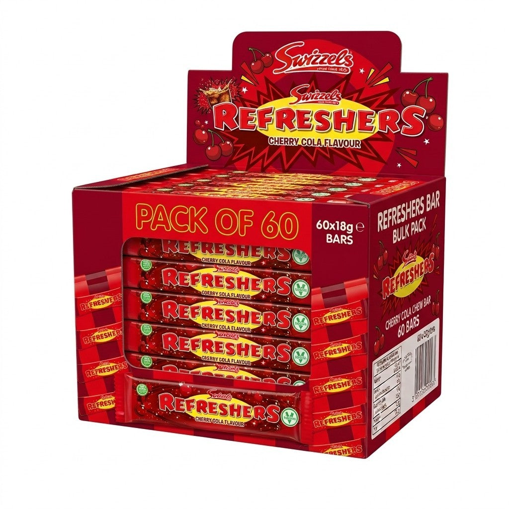 Swizzels Refreshers Cherry Cola Chew Bars 18g x 60 | Fizzy Sherbet Centre