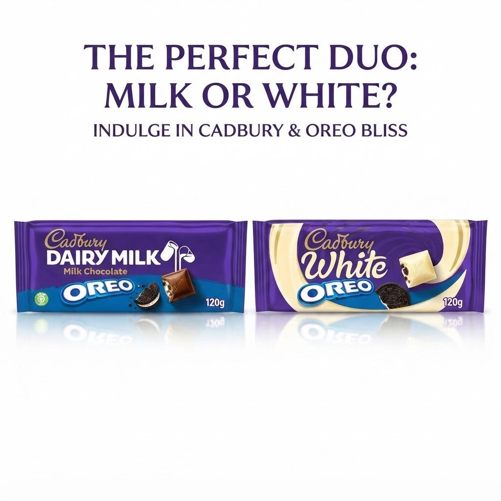 Cadbury Oreo Chocolate Bar 120g x 17 Box - Dairy Milk & White Chocolate Variants