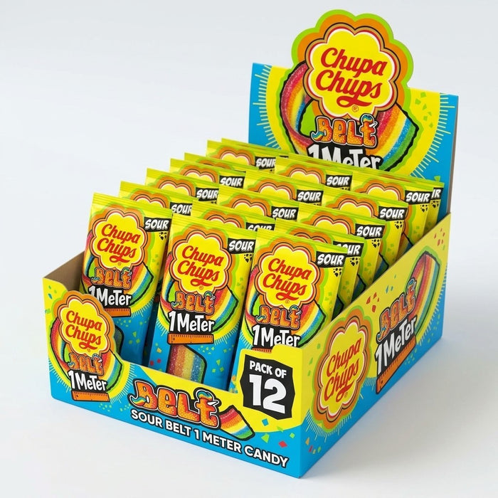 Chupa Chups 1M Belt 55g x 12 | Long Chewy Candy Belts