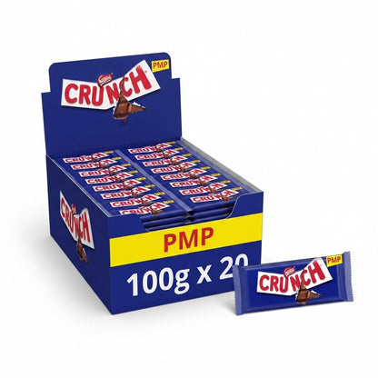 20 x 100g Nestle Crunch Milk Chocolate Bar 100g Multipack - Bulk Box PMP