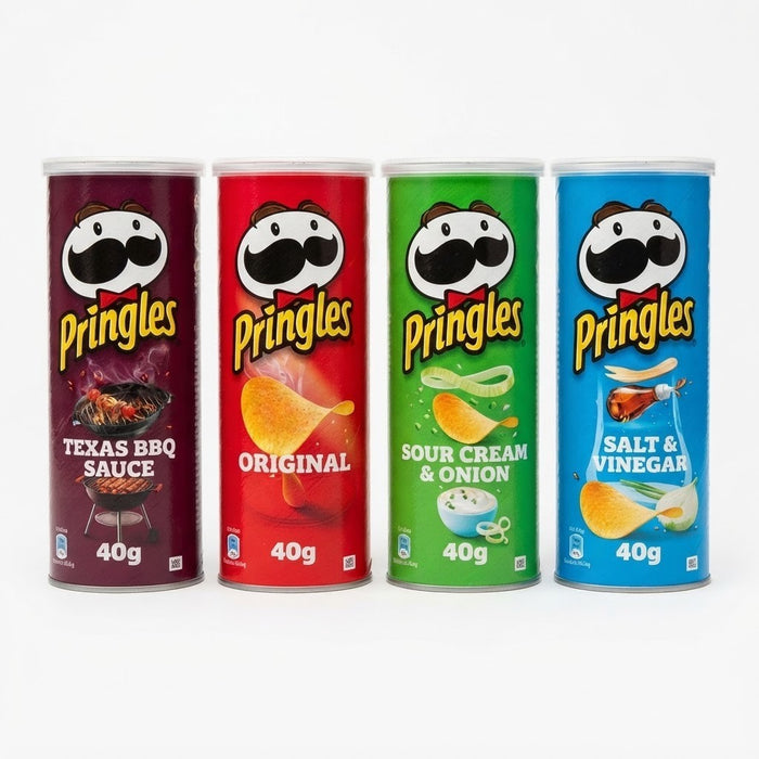 Pringles Multipack Crisps 40g x 12 | Original, BBQ, Salt & Vinegar & Sour Cream & Onion