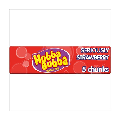 Hubba Bubba Seriously Strawberry Bubble Gum 35g | 5 Chunks | Single or Bulk Box
