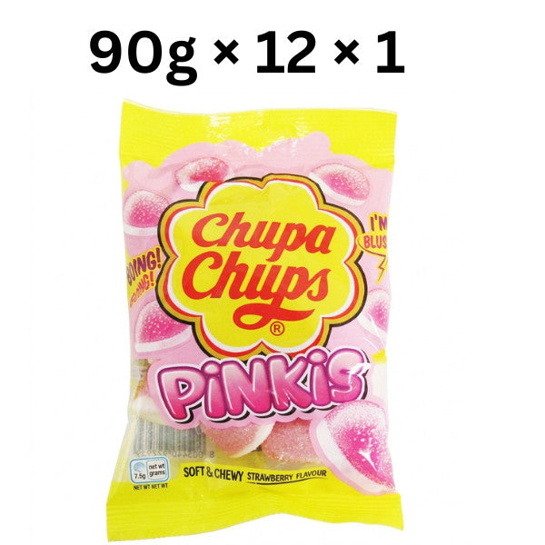 Chupa Chups Pinkis Strawberry Jellies 90g x 12 | Fruity Soft Sweets