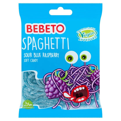 Bebeto Sour Blue Raspberry Spaghetti 70g x 20 | Vegan & Halal Soft Candy