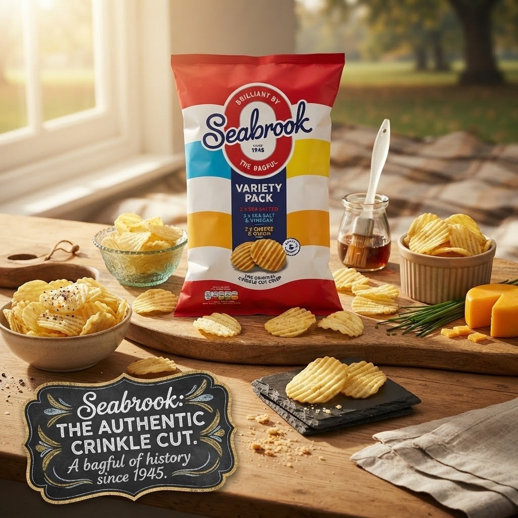 Seabrook Original Crinkle Cut Crisps Variety Pack 6pk x 8 | Gluten Free & Vegetarian
