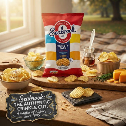 Seabrook Original Crinkle Cut Crisps Variety Pack 6pk x 8 | Gluten Free & Vegetarian