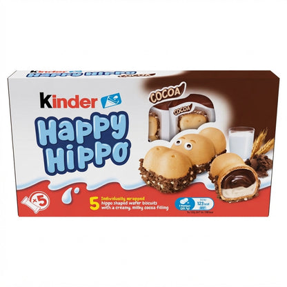 103.5g x 10 Kinder Happy Hippo Cocoa Biscuit Multipack Bulk Box Treat Snack