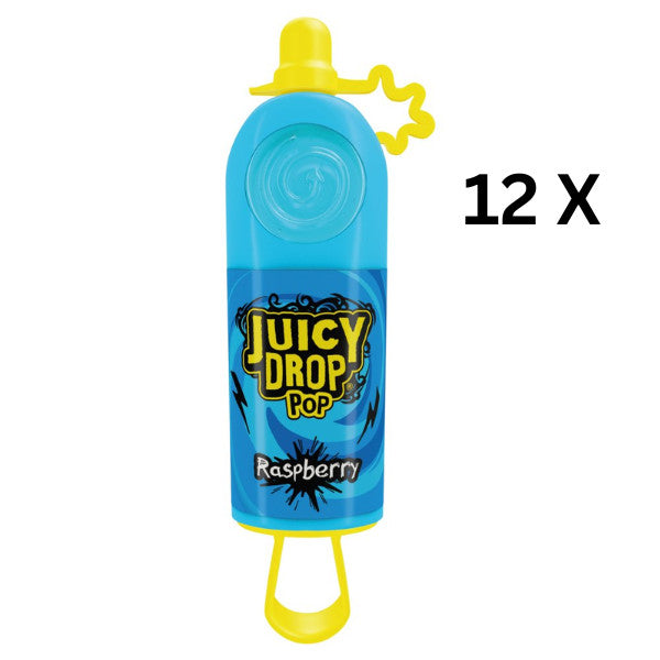 Juicy Drop Pop Raspberry 26g x 12 | Lollipops with Sour Gel