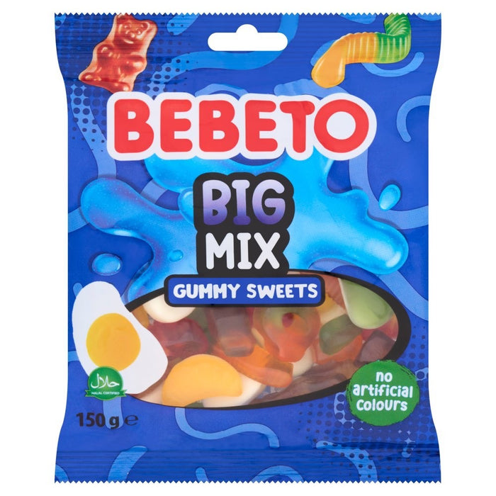 Bebeto Big Mix Gummy Sweets 150g | Halal Fruit Jelly Candy | 10 or 40 Packs