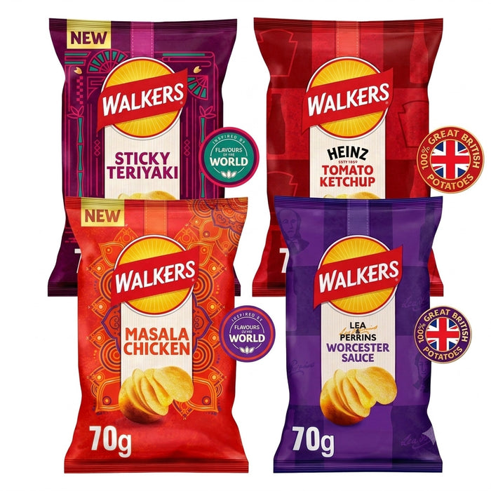 Walkers Sharing Crisps Variety Bundle 70g x 18 | 4 World Flavours