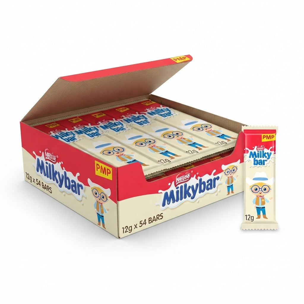 12g x 54 Nestle Milkybar White Chocolate Bars Box Bulk Pack Creamy Smooth Snack