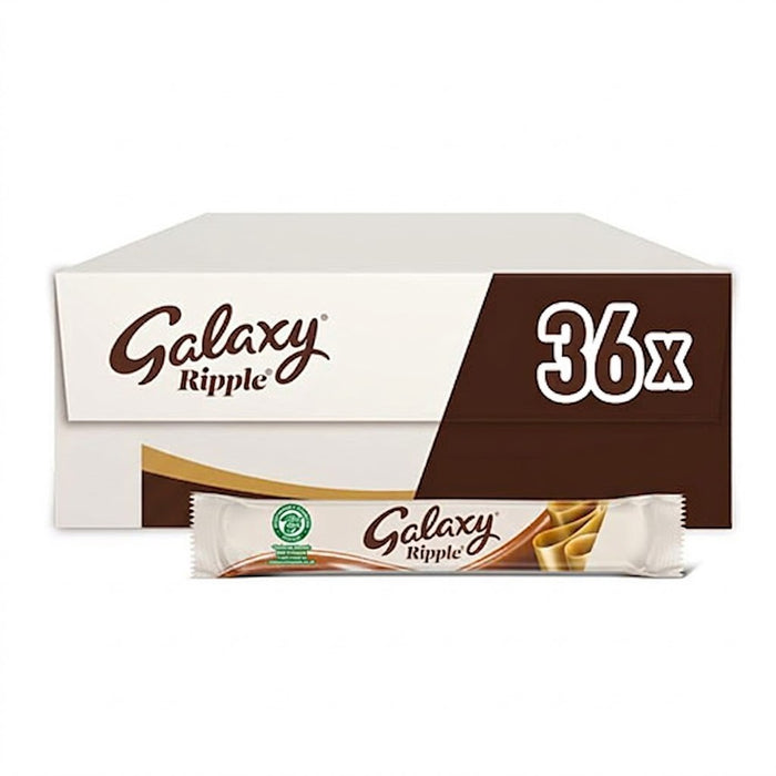 30g x 36 Galaxy Ripple Milk Chocolate Bar Bulk Box Rippled Centre Snack Pack
