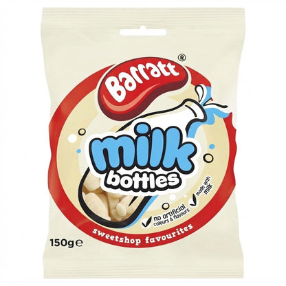 Barratt Milk Bottles Sweets 150g x 12 | Real Milk | Retro Sweetshop Classic
