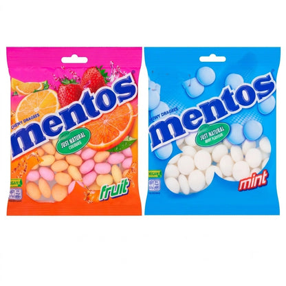 Mentos Chewy Dragees 135g x 12 | Fruit or Mint | Vegan Sweets