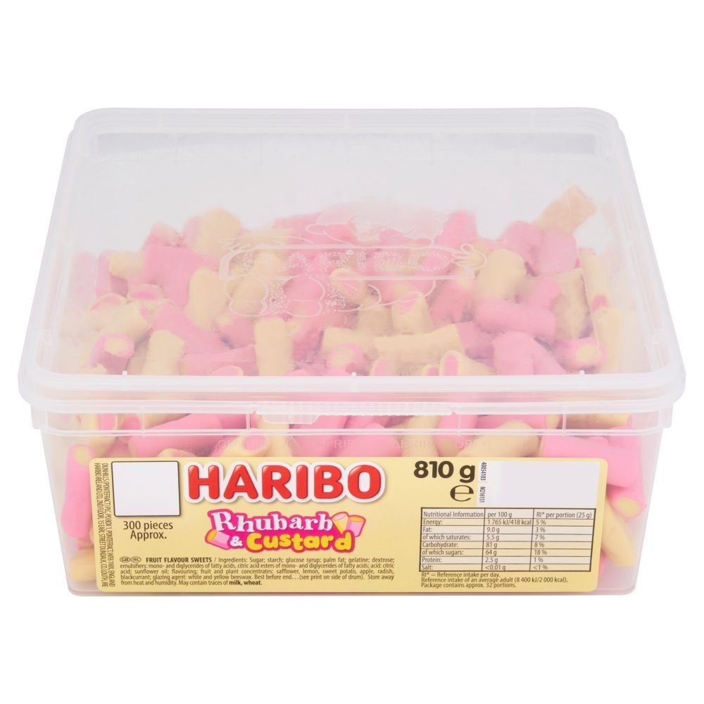 HARIBO Rhubarb & Custard Chewy Sweets 810g | 1 or 6 Tubs