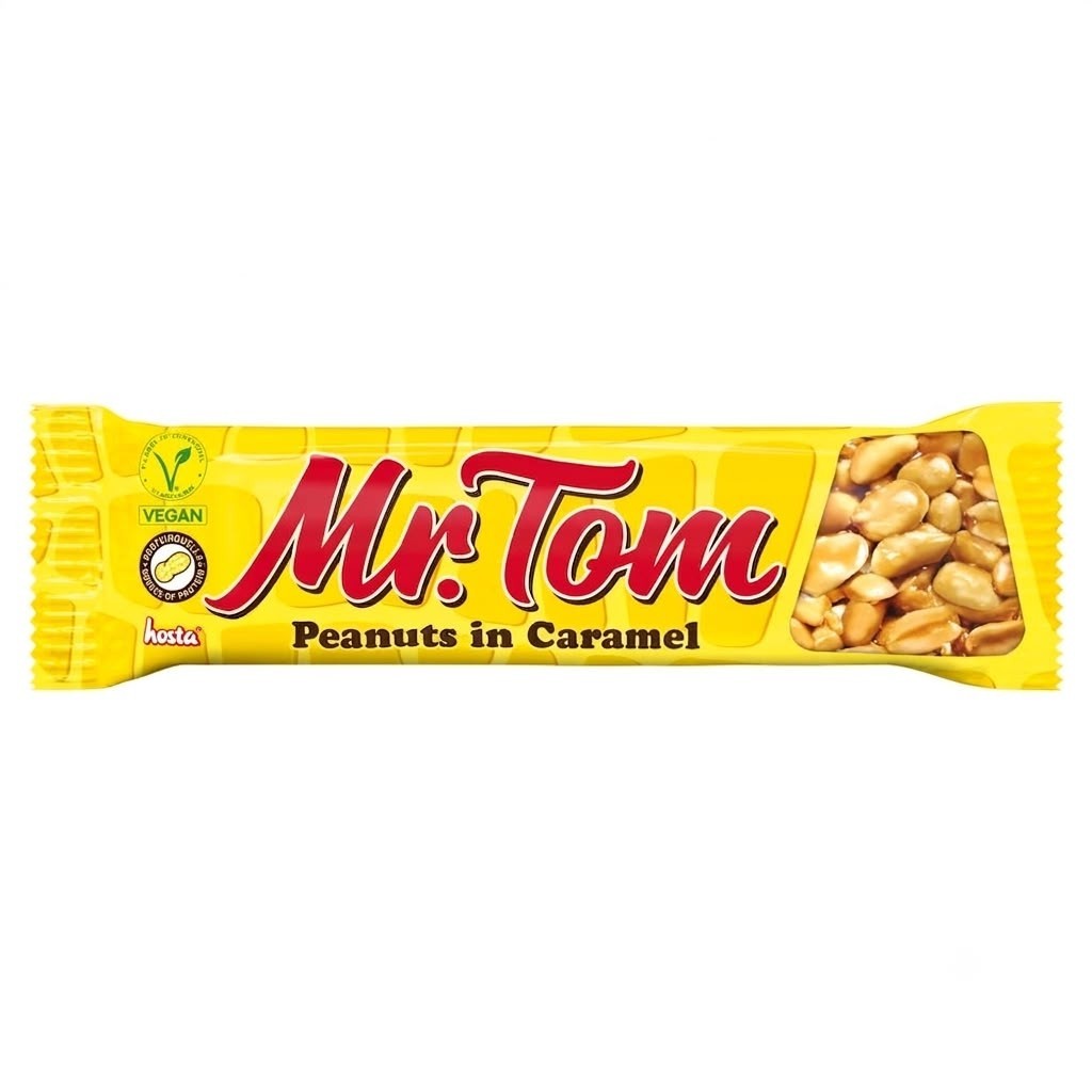 Mr. Tom Peanut Bar 40g (Pack of 36) - Crunchy Caramel Peanut Candy Bars Bulk
