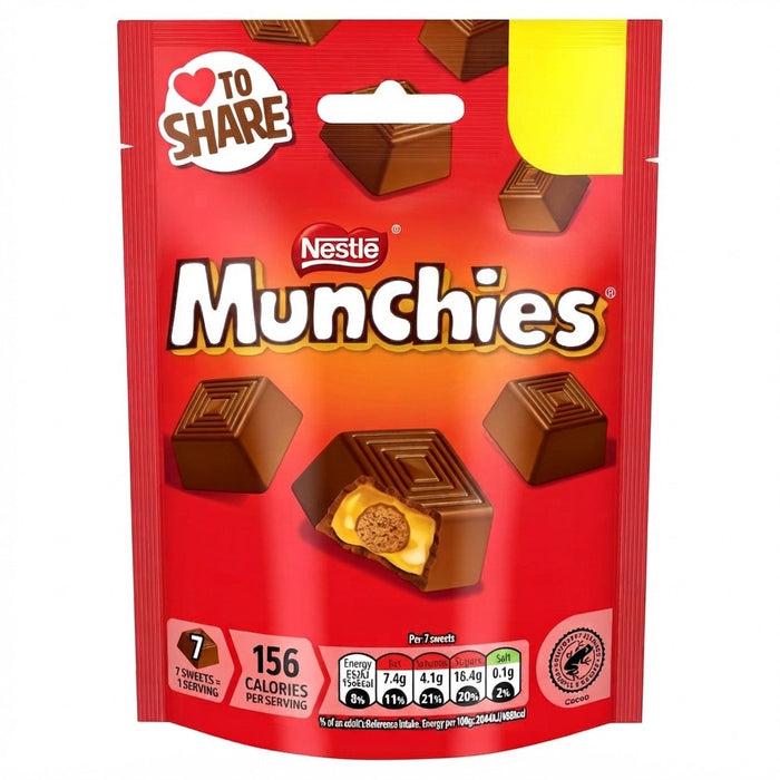 10 x 81g Nestle Munchies Milk Chocolate & Caramel Sharing Bag 81g - Multipack