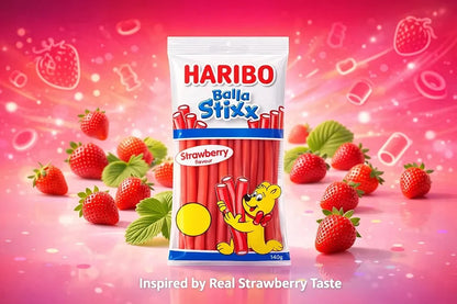 HARIBO Balla Stixx Strawberry 140g x 12 | Chewy Sweets Bulk Box