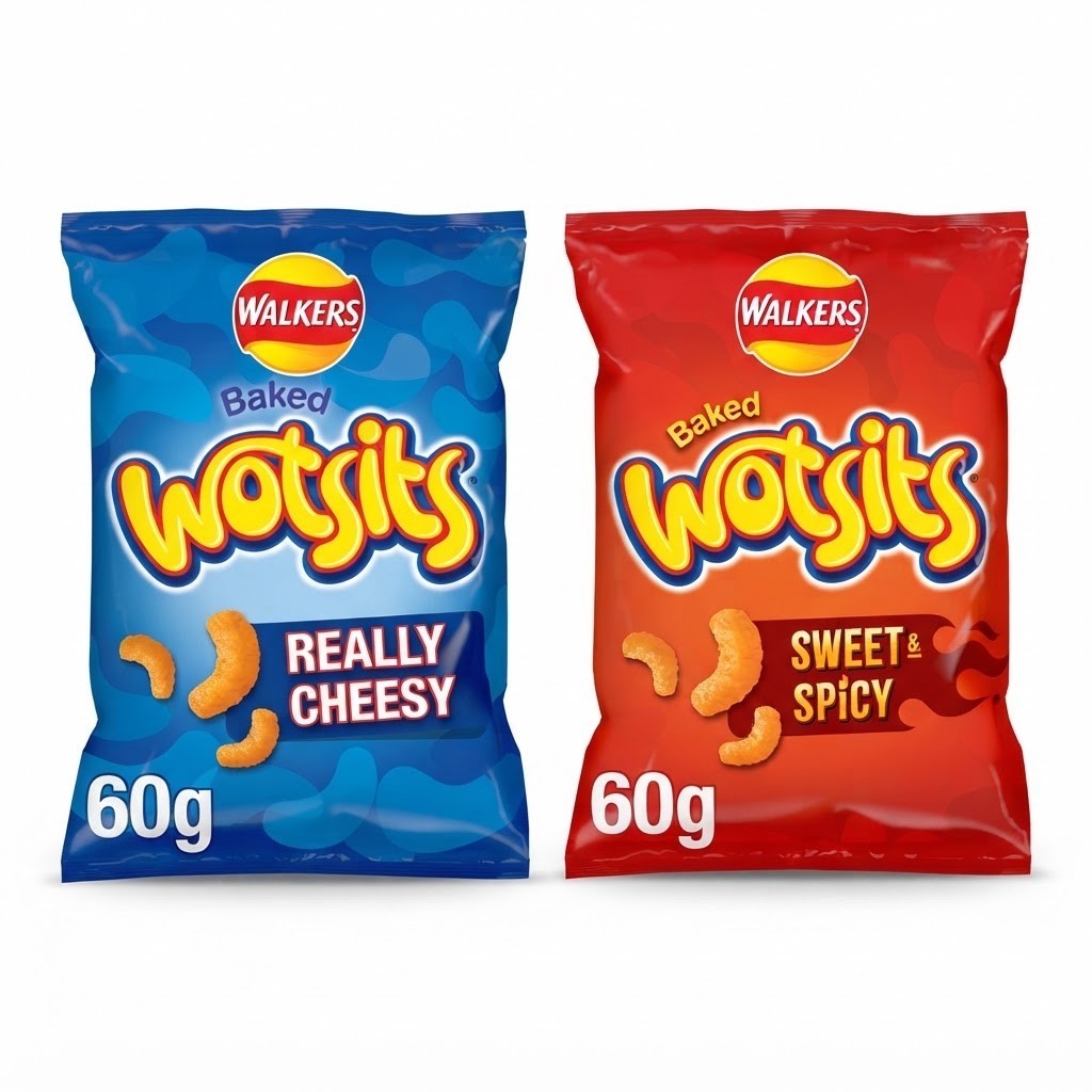 Walkers Wotsits Giants Sharing Crisps 60g x 18 | Really Cheesy or Sweet & Spicy