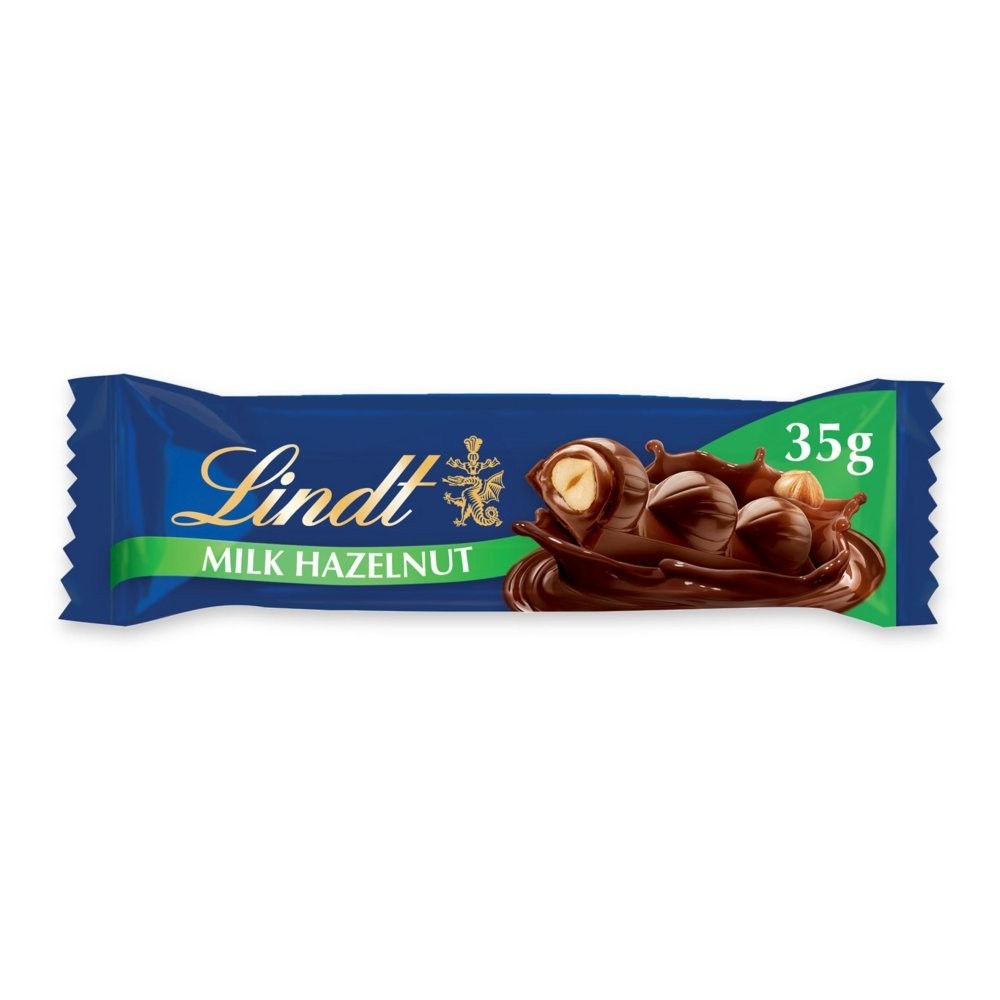 35g x 18 Lindt Nocciolatte Milk Chocolate Hazelnut Bars – Whole Hazelnuts & Praline