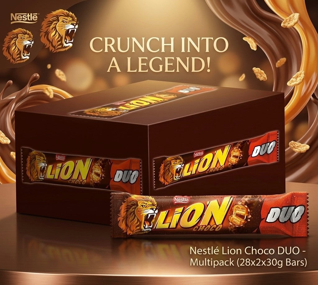 28 x 60g (2x30g) Nestle Lion Choco DUO Chocolate Bar Box Multipack Snack Sweet